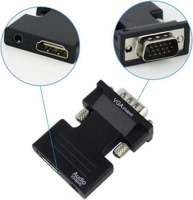 Alt view image 5 of 5 - EnLabs CNHDFVGAMBK Active 1080P HDMI-compatible Female to VGA Male Converter Adapter Dongle with 3.5mm Stereo Audio portable HDMI-compatible Connector for Laptop PC PS3 Xbox STB Blu-ray DVD TV Stick