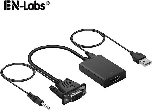 Main image of EnLabs VGA2HDPT Aluminum Case VGA Male to HDMI Female Adapter Converter w/ 3.5mm Audio Cable and Micro USB Charging Cord for HDTV,Monitor,DVD Player, Tablet PC, Digital Camera