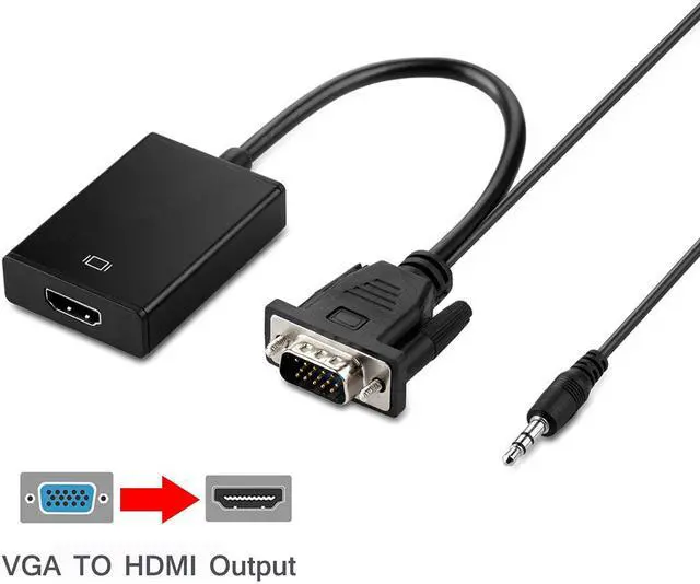 Alt view image 2 of 6 - EnLabs VGA2HDPT Aluminum Case VGA Male to HDMI Female Adapter Converter w/ 3.5mm Audio Cable and Micro USB Charging Cord for HDTV,Monitor,DVD Player, Tablet PC, Digital Camera