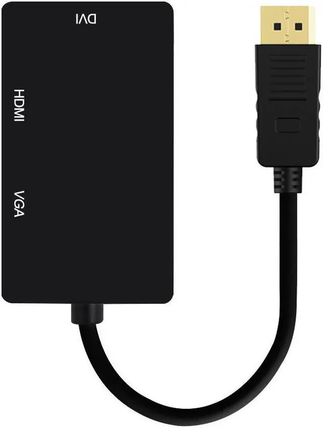 Alt view image 3 of 6 - EnLabs ADDP2VDHBK 1080p DisplayPort to HDMI/DVI/VGA Converter - 3-in-i DP to HDMI/DVI/VGA Multiport Adapter Cable - 1920x1080p - Black