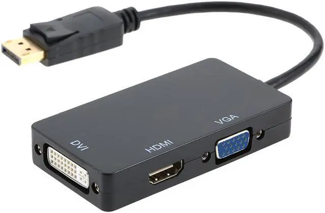 Alt view image 2 of 6 - EnLabs ADDP2VDHBK 1080p DisplayPort to HDMI/DVI/VGA Converter - 3-in-i DP to HDMI/DVI/VGA Multiport Adapter Cable - 1920x1080p - Black