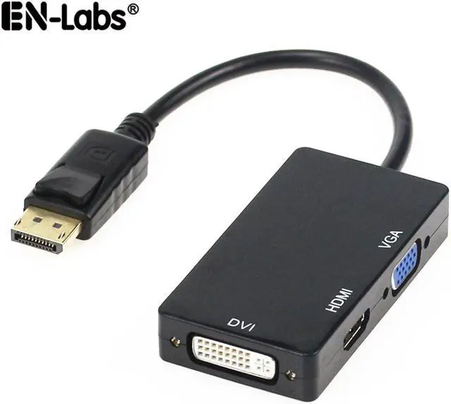 Main image of EnLabs ADDP2VDHBK 1080p DisplayPort to HDMI/DVI/VGA Converter - 3-in-i DP to HDMI/DVI/VGA Multiport Adapter Cable - 1920x1080p - Black