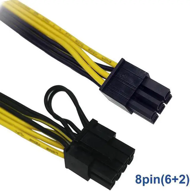 Alt view image 2 of 5 - EnLabs PCIE6P28PMM50CM 1.64ft 18AWG PCIe 6pin to 8pin(6+2) Male to Male PCI-E Power Cable for GPU Power Supply Breakout Board Adapter for Ethereum Mining ETH ZEC - Compatible DPS-800GB,DPS-1200 etc