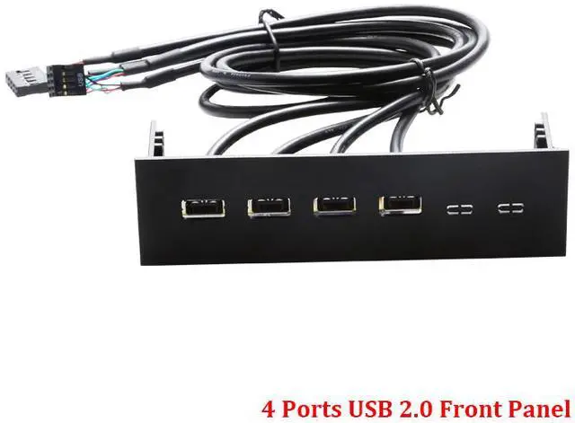 Alt view image 2 of 3 - EnLabs FP525U24PL PC computer 5.25 inch 4 Ports USB 2.0 front panel USB Port Hub Splitter 60CM Dual 2 x USB 2.0 Type A Female to 9pin Cables -Black Plastic