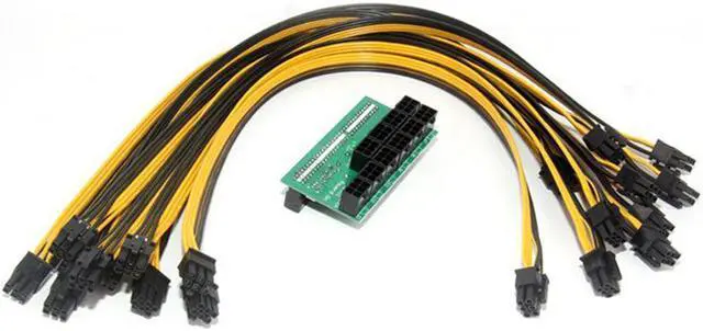 Alt view image 3 of 6 - EnLabs KITPSUSW6PX106P Mining Power Supply 12V GPU/PSU 10 Ports 6pin Breakout Board + 10pcs 18AWG PCI-E 6Pin Male Cables (19.69Inch), Power Adapter Board for HP 1200w/750w PSU Ethereum ETH ZEC