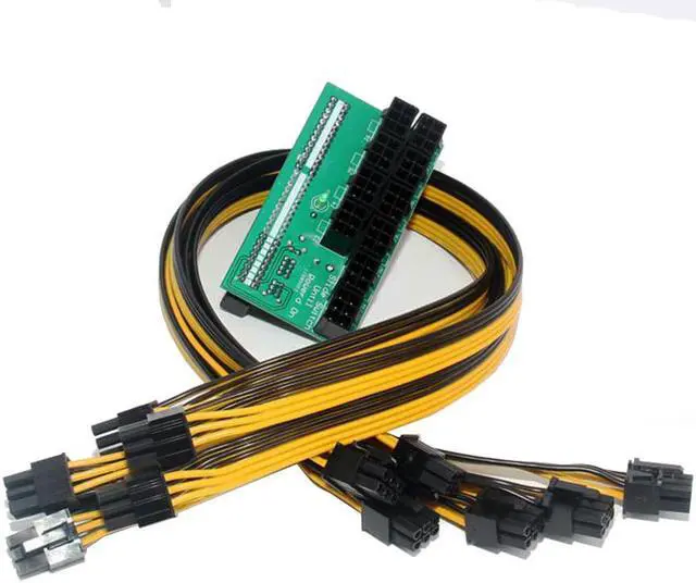 Alt view image 2 of 6 - EnLabs KITPSUSW6PX106P Mining Power Supply 12V GPU/PSU 10 Ports 6pin Breakout Board + 10pcs 18AWG PCI-E 6Pin Male Cables (19.69Inch), Power Adapter Board for HP 1200w/750w PSU Ethereum ETH ZEC