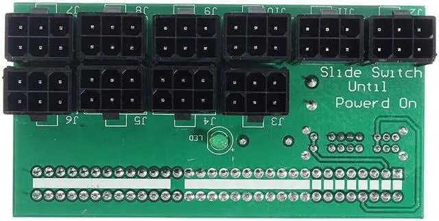 Alt view image 5 of 6 - EnLabs KITPSUSW6PX106P Mining Power Supply 12V GPU/PSU 10 Ports 6pin Breakout Board + 10pcs 18AWG PCI-E 6Pin Male Cables (19.69Inch), Power Adapter Board for HP 1200w/750w PSU Ethereum ETH ZEC