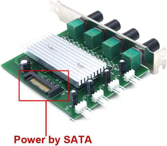 Alt view image 5 of 5 - EnLabs PCITX3CO4S 4 Channels 3pin CPU Case Fan RPM Speed Controller w/ PCI Slot,Regulator Stepless Voltage Governor w/ OFF Switch - Power by SATA 15pin Compatible w/ 3-pin,4-pin Fan