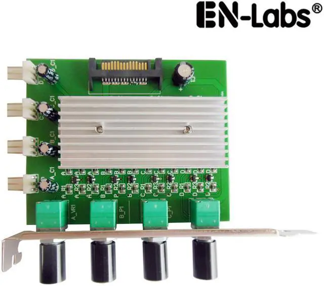 Main image of EnLabs PCITX3CO4S 4 Channels 3pin CPU Case Fan RPM Speed Controller w/ PCI Slot,Regulator Stepless Voltage Governor w/ OFF Switch - Power by SATA 15pin Compatible w/ 3-pin,4-pin Fan