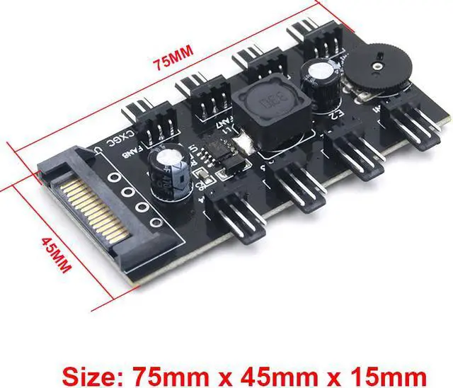 Alt view image 4 of 4 - EnLabs TX3CO8S 8 Channel Computer PC 3pin CPU Cooler Case Fan Speed Temperature Controller w/ Rubber Backed Tap for Internal & Mining - 8 Way 3 pin Fan Hub, Power by SATA 15pin