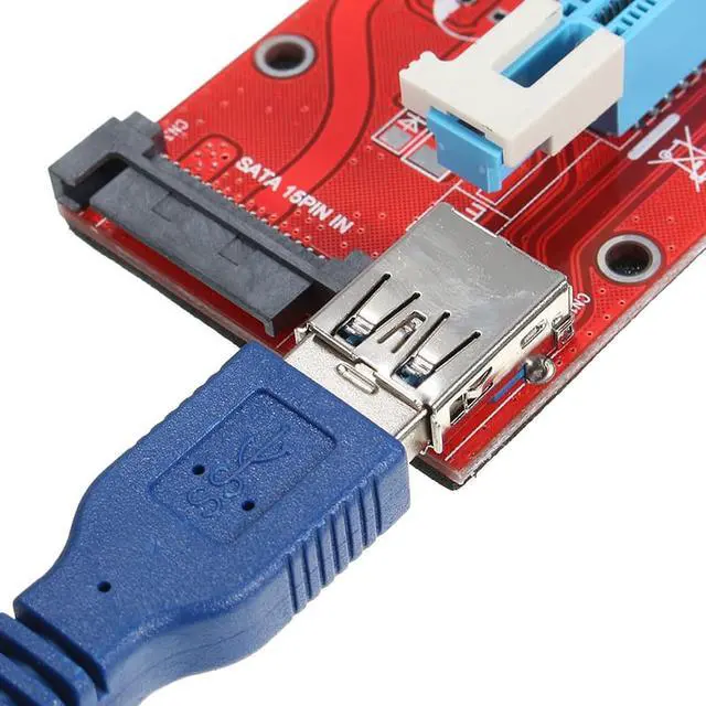 Alt view image 5 of 6 - 10-Pack ITHOO SATA Powered PCI-E PCI Express Extender Riser Cable- VER 007S - 1X to 16X PCIE USB 3.0 Adapter Card w/ 2ft USB Extension Cable - GPU Graphic Card Crypto Currency Mining