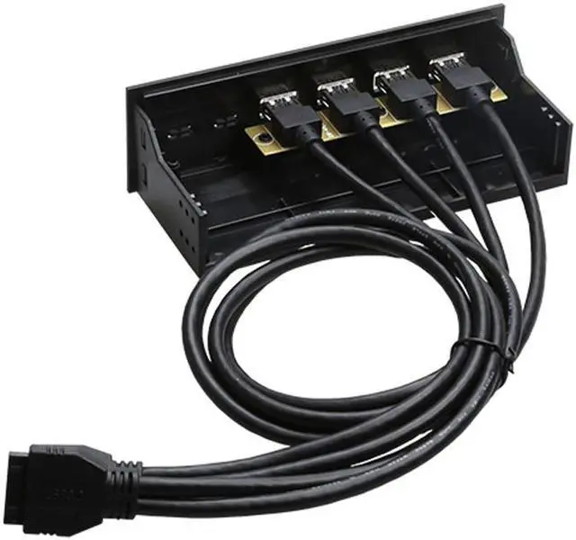 Alt view image 2 of 3 - EnLabs FP525U34PL PC Case 5.25 inch front panel 4 Ports USB 3.0 USB Hub,Dual 60CM 2 x USB 3.0 Type A Female to Motherboard 20pin Splitter Cables -Black Plastic