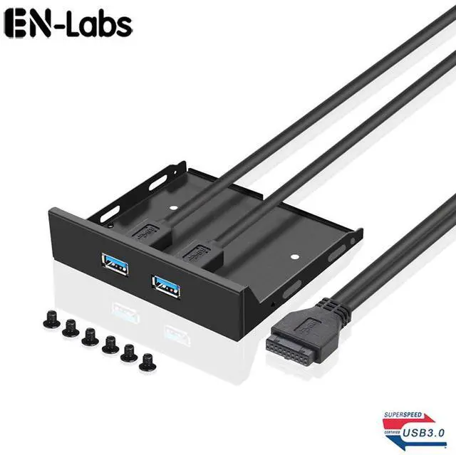 Main image of EnLabs FP35U32M PC Case 3.5-inch front panel 2 Ports USB 3.0 USB Hub,60CM 2 x USB 3.0 Type A Female to Motherboard 20pin Splitter Cables -Black Metal