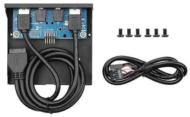 Alt view image 3 of 6 - EnLabs FP35U32AM 3.5-Inch Front Panel 2 Ports USB 3.0 Hub w/ HD Audio Output & Microphone,USB 20 pin to 2 Port USB 3.0 Splitter w/ Stereo Audio Mic