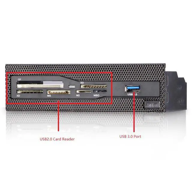 Alt view image 3 of 7 - EnLabs U2CR525U3 5.25 inch PC Case Mesh Front panel All-in-1 Multifunction CF/XD/MS/M2/SD/TF Internal USB 2 .0 Card Reader USB Flash Memory w/ USB 3.0 Port