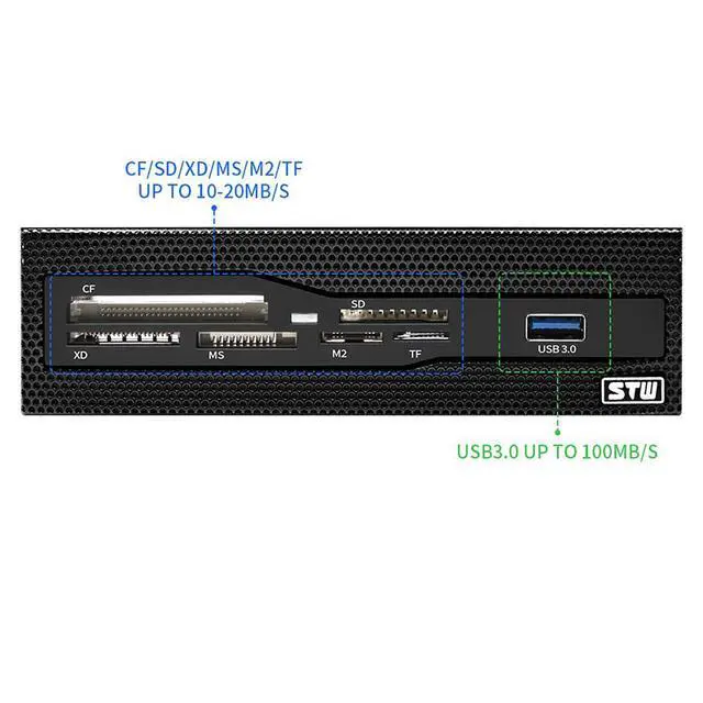 Alt view image 5 of 7 - EnLabs U2CR525U3 5.25 inch PC Case Mesh Front panel All-in-1 Multifunction CF/XD/MS/M2/SD/TF Internal USB 2 .0 Card Reader USB Flash Memory w/ USB 3.0 Port
