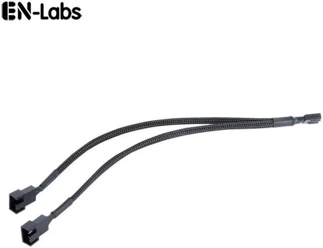 Main image of EnLabs 1X2PWM25CM  10 inch Black Sleeved 4pin PWM 2-Fan Power Y Splitter Cable,PMW 4pin 1 to 2 Converter Cable - 10"