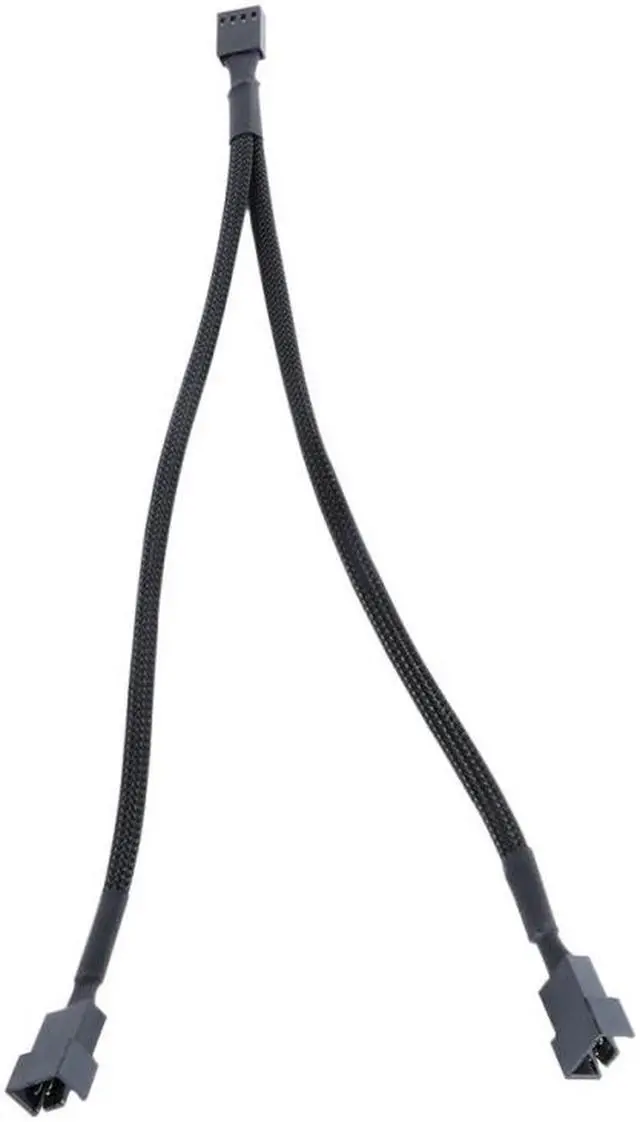 Alt view image 2 of 5 - EnLabs 1X2PWM25CM  10 inch Black Sleeved 4pin PWM 2-Fan Power Y Splitter Cable,PMW 4pin 1 to 2 Converter Cable - 10"