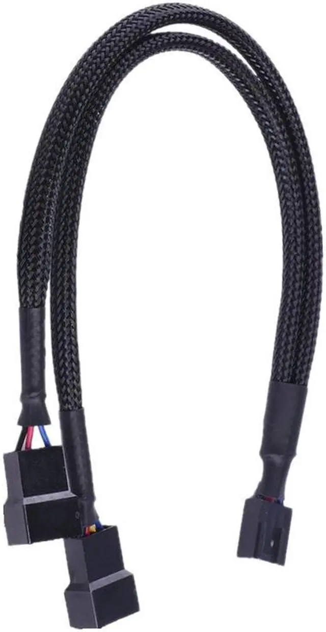 Alt view image 5 of 5 - EnLabs 1X2PWM25CM  10 inch Black Sleeved 4pin PWM 2-Fan Power Y Splitter Cable,PMW 4pin 1 to 2 Converter Cable - 10"