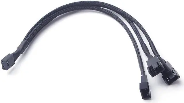 Alt view image 3 of 4 - EnLabs 1X3PWM25CM  10 inch Black Sleeved 4pin PWM 3-Fan Power Y Splitter Cable,PMW 4pin 1 to 3 Converter Cable - 10"