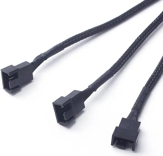 Alt view image 4 of 4 - EnLabs 1X3PWM25CM  10 inch Black Sleeved 4pin PWM 3-Fan Power Y Splitter Cable,PMW 4pin 1 to 3 Converter Cable - 10"