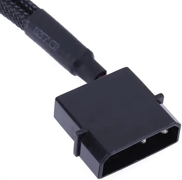 Alt view image 5 of 5 - EnLabs LP422TX425CM  10 inch Black Sleeved 4pin IDE Molex to 2 Ports 3Pin/4Pin PWM Fan Power Splitter Adapter Cable - 12V DC Only