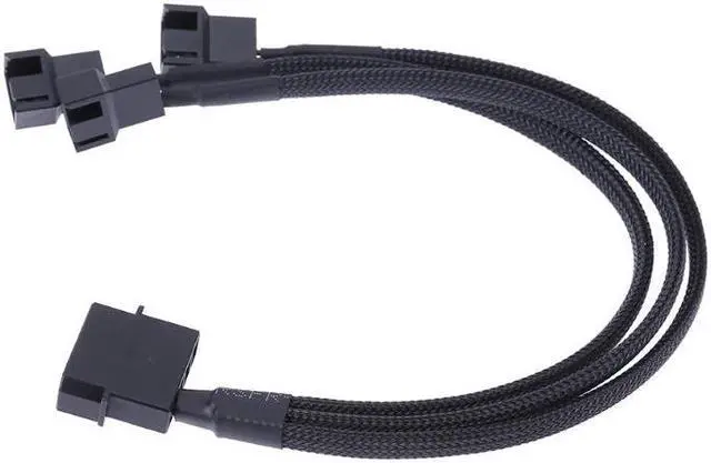Alt view image 2 of 5 - EnLabs LP423TX425CM Case Fan Power Splitter Cable 1X3, Molex IDE to 3 Ports 3pin / 4 Pin PWM CPU Cooler Fanout Power Adapter Converter - 12V DC Only - 10 Inches, Sleeved Black