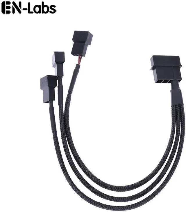 Main image of EnLabs LP423TX425CM Case Fan Power Splitter Cable 1X3, Molex IDE to 3 Ports 3pin / 4 Pin PWM CPU Cooler Fanout Power Adapter Converter - 12V DC Only - 10 Inches, Sleeved Black