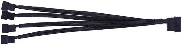 Alt view image 3 of 6 - EnLabs LP424TX425CM  10 inch Black Sleeved 4pin IDE Molex to 4 Ports 3Pin/4Pin PWM Fan Power Splitter Adapter Cable - 12V DC Only