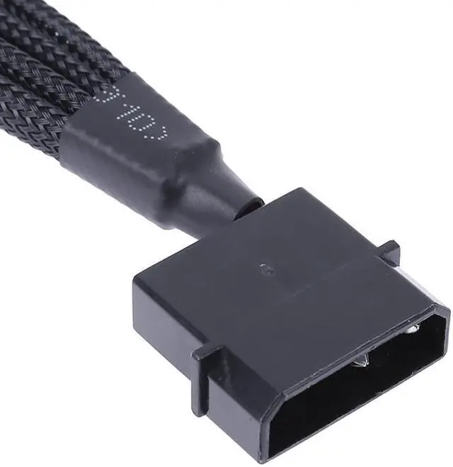 Alt view image 6 of 6 - EnLabs LP424TX425CM  10 inch Black Sleeved 4pin IDE Molex to 4 Ports 3Pin/4Pin PWM Fan Power Splitter Adapter Cable - 12V DC Only