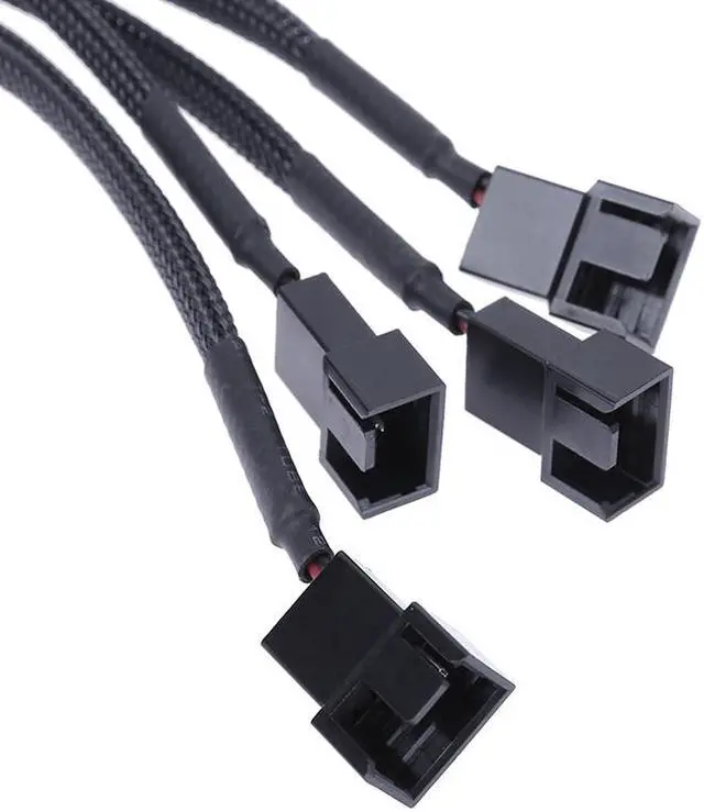 Alt view image 5 of 6 - EnLabs LP424TX425CM  10 inch Black Sleeved 4pin IDE Molex to 4 Ports 3Pin/4Pin PWM Fan Power Splitter Adapter Cable - 12V DC Only
