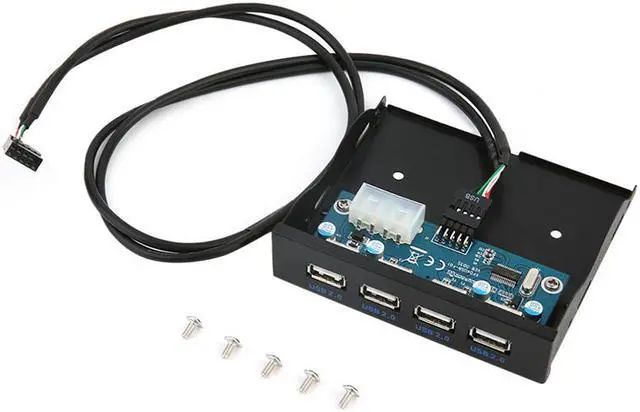 Alt view image 2 of 5 - EnLabs FP35U24M PC Case 3.5 inch front panel 4 Ports USB 2.0 USB Hub w/ Molex 4pin Power Connecor(USB 2.0 9pin Connector & 2ft Adapter Cable)