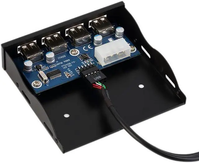 Alt view image 5 of 5 - EnLabs FP35U24M PC Case 3.5 inch front panel 4 Ports USB 2.0 USB Hub w/ Molex 4pin Power Connecor(USB 2.0 9pin Connector & 2ft Adapter Cable)