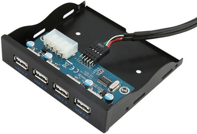 Alt view image 4 of 5 - EnLabs FP35U24M PC Case 3.5 inch front panel 4 Ports USB 2.0 USB Hub w/ Molex 4pin Power Connecor(USB 2.0 9pin Connector & 2ft Adapter Cable)