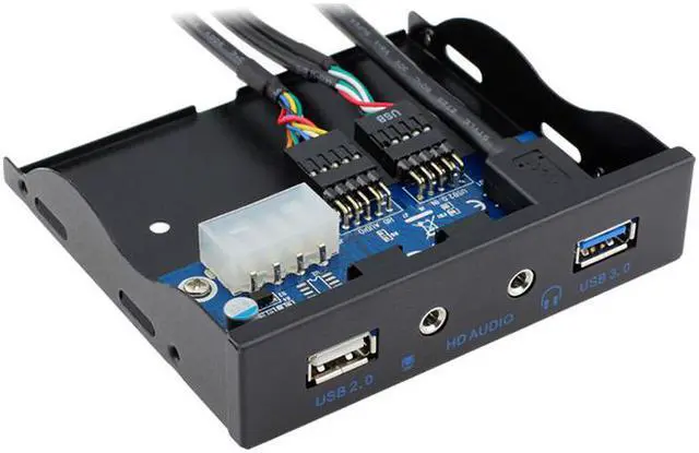 Alt view image 2 of 5 - EnLabs FP35U2U3AM 3.5 inch USB Front Panel Audio Microphone, USB 3.0 & USB 2.0 Hub Floppy Panel Adapter HD Stereo Audio Output & Mic input - 2 Feet 9pin, 20pin USB Cable, Black