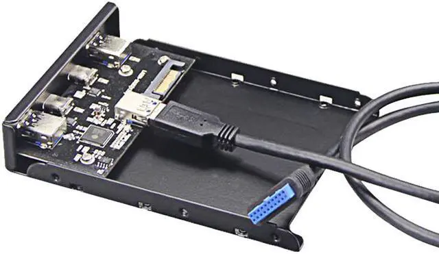 Alt view image 5 of 5 - Enlabs FP35U32UC2M 2 x USB 3.1 Type C 5Gb/s & USB 3.0 PC Case 3.5 inch Floppy Bay Front Panel 4 Ports USB Hub  w/ SATA Power Connector (USB 3.0 20pin  Adapter Cable)