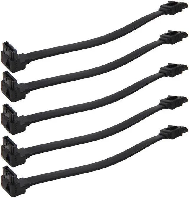 Alt view image 2 of 4 - EnLabs 5PKSATAIII15CMBK90 5 Pack SATA 3.0 6Gbps Straight to 90 Degree Angle HDD SDD Data Cable w/ Locking Latch - Black - 6 inch