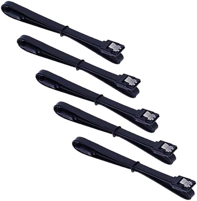 Alt view image 2 of 4 - EnLabs 5PKSATAIII45CMBK 5 Pack SATA 3.0 6Gbps Straight HDD SDD Data Cable w/ Locking Latch - Black - 18 inch