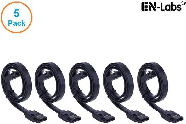 Main image of EnLabs 5PKSATAIII60CMBK 5 Pack SATA 3.0 6Gbps Straight HDD SDD Data Cable w/ Locking Latch - Black - 24 inch