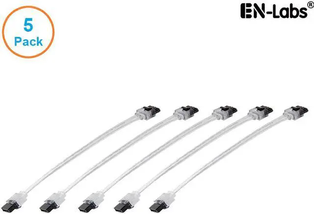Main image of EnLabs 5PKSATAIII15CMCL 5 Pack SATA 3.0 6Gbps Straight HDD SDD Data Cable w/ Locking Latch - Clear - 6 inch