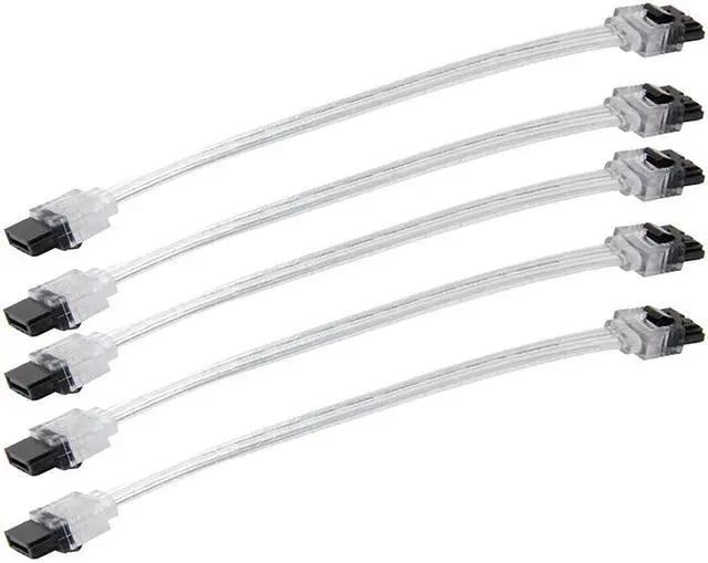 Alt view image 2 of 5 - EnLabs 5PKSATAIII15CMCL 5 Pack SATA 3.0 6Gbps Straight HDD SDD Data Cable w/ Locking Latch - Clear - 6 inch