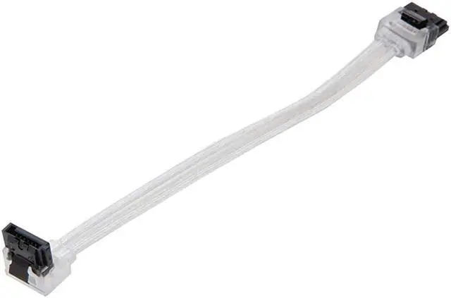 Alt view image 3 of 4 - EnLabs 5PKSATAIII25CMCL90 5 Pack SATA 3.0 6Gbps Straight to 90 Degree Angle HDD SDD Data Cable w/ Locking Latch - Clear - 10 inch