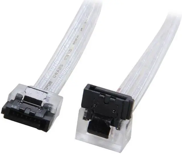 Alt view image 4 of 4 - EnLabs 5PKSATAIII25CMCL90 5 Pack SATA 3.0 6Gbps Straight to 90 Degree Angle HDD SDD Data Cable w/ Locking Latch - Clear - 10 inch