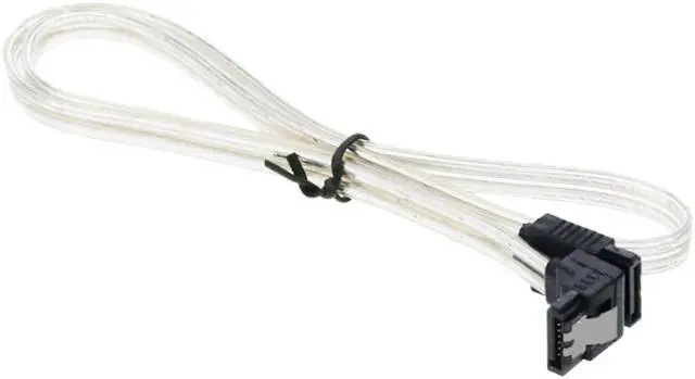Alt view image 2 of 3 - EnLabs 5PKSATAIII60CMCL90 5 Pack SATA 3.0 6Gbps Straight to 90 Degree Angle HDD SDD Data Cable w/ Locking Latch - Clear - 24 inch