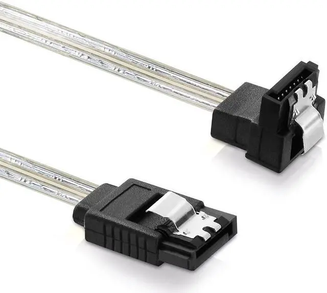 Alt view image 3 of 3 - EnLabs 5PKSATAIII60CMCL90 5 Pack SATA 3.0 6Gbps Straight to 90 Degree Angle HDD SDD Data Cable w/ Locking Latch - Clear - 24 inch