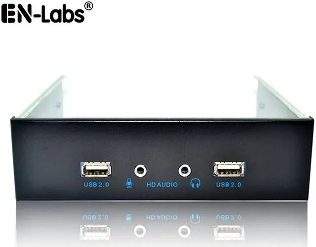 Main image of EnLabs FP525U22AM PC Case 5.25 inch front panel 2 Ports USB 2.0 USB Hub w/ HD Audio Output & Microphone,2.6ft USB 9pin to 2x USB 2.0 Splitter w/ Stereo Audio Mic
