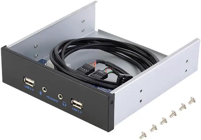 Alt view image 2 of 5 - EnLabs FP525U22AM PC Case 5.25 inch front panel 2 Ports USB 2.0 USB Hub w/ HD Audio Output & Microphone,2.6ft USB 9pin to 2x USB 2.0 Splitter w/ Stereo Audio Mic