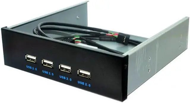 Alt view image 2 of 5 - EnLabs FP525U24M 4 Ports USB 2.0 USB Hub PC Case 5.25 Inch Front Panel, Powered by Molex 4pin Connector - Motherboard USB 9/10 Pin to 4 USB-A Adapter - 2ft Adapter Cable