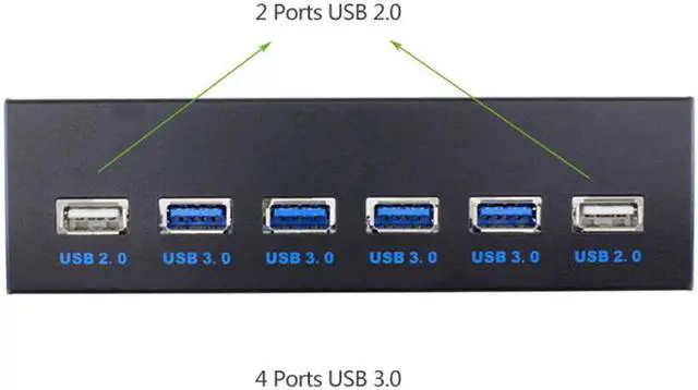 Alt view image 4 of 6 - EnLabs FP525U22U34M PC Case 5.25 inch front panel 6 Ports USB Hub,4 Ports USB 3.0 & 2 Ports USB 2.0,2.6ft USB Type A Female to motherboard Adapter Cable