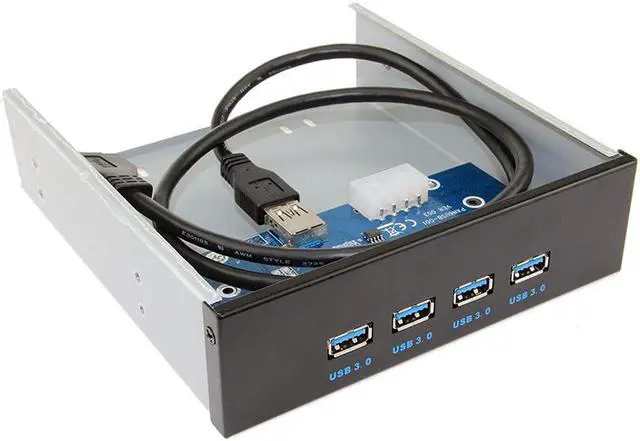 Alt view image 2 of 4 - EnLabs FP525U34M PC Case 5.25 inch front panel 4 Ports USB 3.0 USB Hub w/ Molex 4pin Power Connecor(USB 3.0 20pin Connector & 2.6ft Adapter Cable)